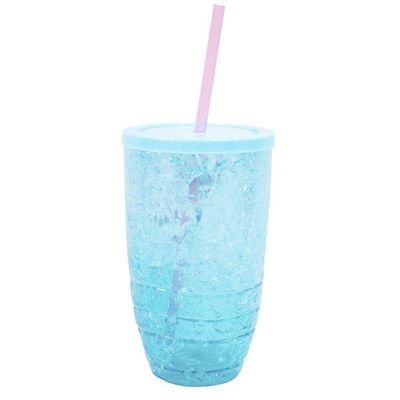 Copo Canudo Azul Gel Congelante 500ml - Projeto Kiwi
