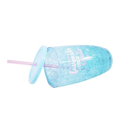 Copo Canudo Azul Gel Congelante 500ml - Projeto Kiwi