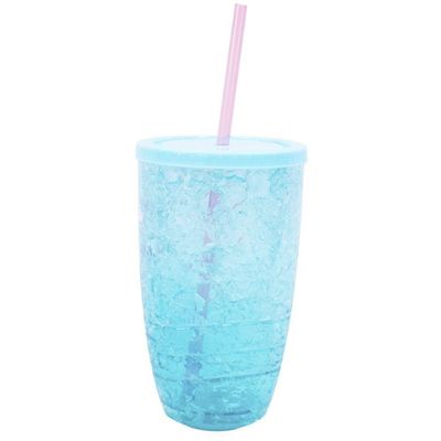 Copo Canudo Azul Gel Congelante 500ml - Projeto Kiwi