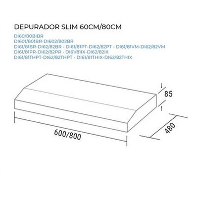 Depurador de Ar 60cm Slim DI61 3 Velocidades Suggar Preto / 110v