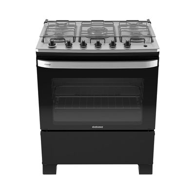 Fogão Itachef 5bocas Com Mesa de Inox e Tripla Chama Itatiaia Preto / Bivolt