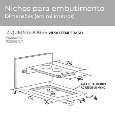 Cooktop 2 Bocas FG2002AVP a Gás Acendimento Superautomático Suggar Preto / Bivolt