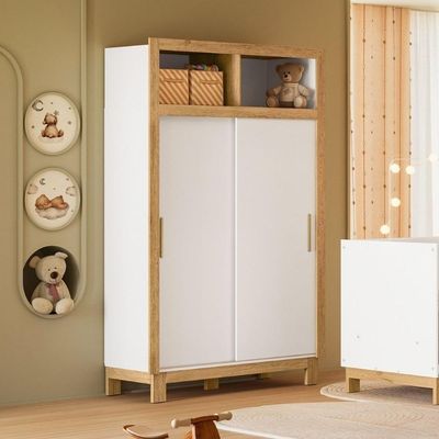 Roupeiro Com 2 Portas De Correr E Nichos Branco