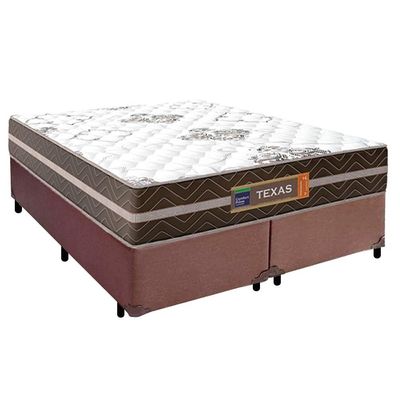 Cama Box Casal Bipartido Sintético + Colchão Molas Ensacadas Texas Prime Colchões 138cm
