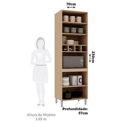 Paneleiro 70cm 4 Portas Com Nicho Microondas Essenza Luciane Andorra-cinza Puro