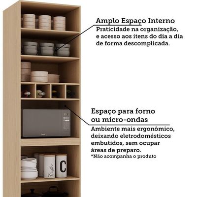 Paneleiro 70cm 4 Portas Com Nicho Microondas Essenza Luciane Andorra-cinza Puro