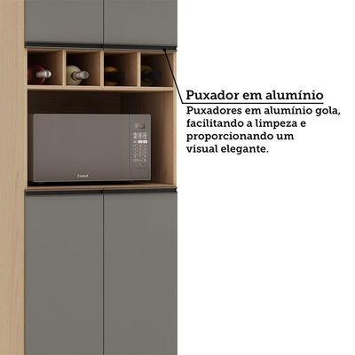 Paneleiro 70cm 4 Portas Com Nicho Microondas Essenza Luciane Andorra-cinza Puro