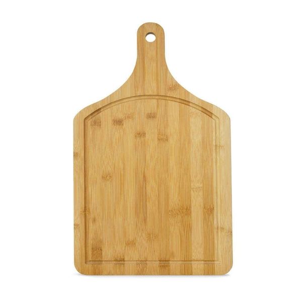 Tábua de Churrasco Euro Home Retangular 50x30cm Sulcos e Cabo Bambu Natural