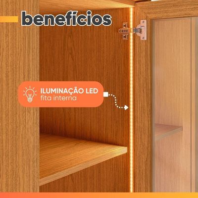 Guarda Roupas Casal Reflecta Com Led 6 Portas 4 Gavetas Monterrey Madeirado