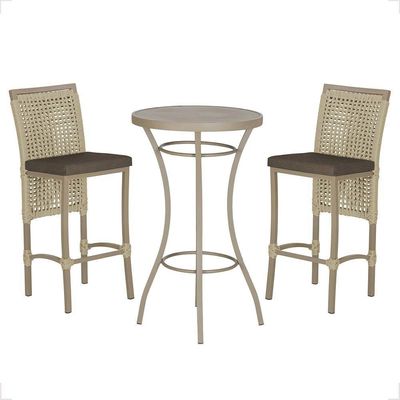 Mesa Bistrô E 2 Banquetas Roma Fendi Corda Estofado 9 Trama Rami