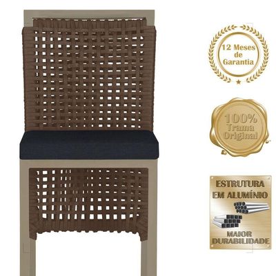 Mesa Bistro E 4 Banquetas Roma Fendi Corda Náutica 12 Marrom
