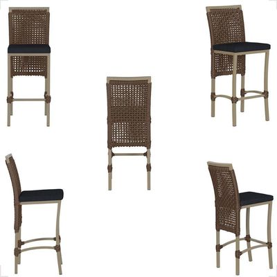 Mesa Bistro E 4 Banquetas Roma Fendi Corda Náutica 12 Marrom