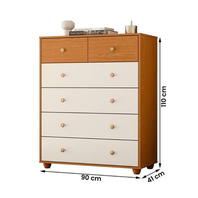 Cômoda Quarto Vittoria Com 6 Gavetas Cinamomo-off White