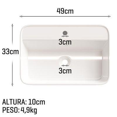 Cuba De Mármore Sintético 33x49cm Movelove Topázio Retangular