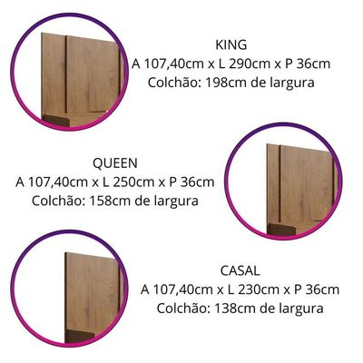 Cabeceira Casal Para Cama Queen / King Com 2 Mesas Cinamomo Sleep Movelove Cinamomo