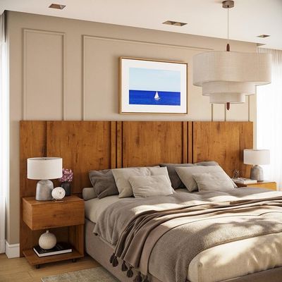 Cabeceira Casal Para Cama Queen / King Com 2 Mesas Cinamomo Sleep Movelove Cinamomo