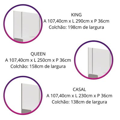 Cabeceira Casal Para Cama Queen / King Com 2 Mesas Branco Sleep Movelove Branco