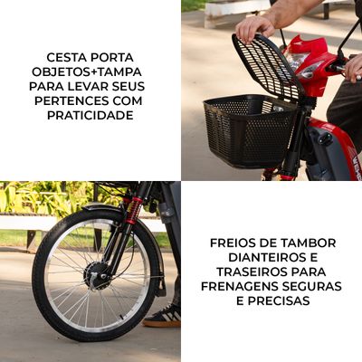 BICICLETA SCOOTER ELETRICA EB500W WX-01 WEHAWK BAT 48V 12AH BR Branco