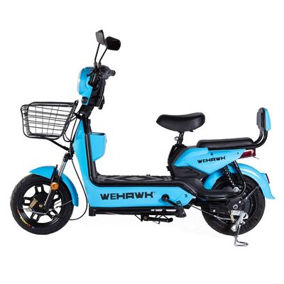 Bicicleta Elétrica 500W Basket Wehawk Bateria Chumbo Removível 48V 12Ah Autopropelido Azul Claro