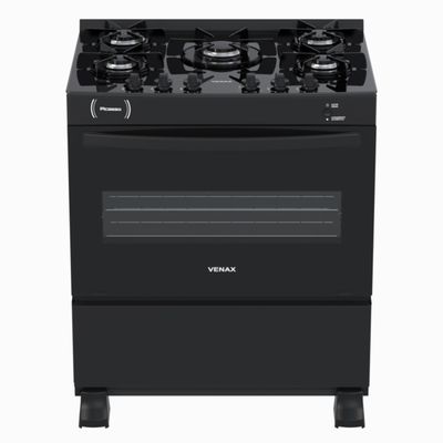 Fogao 5 Bocas Venax Picasso Vitreo Preto Fosco Gas Glp