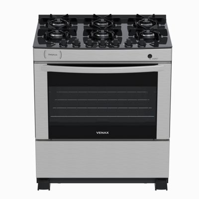 Fogao 6 Bocas Venax Delplus Vitreo Bl Inox Gas Glp