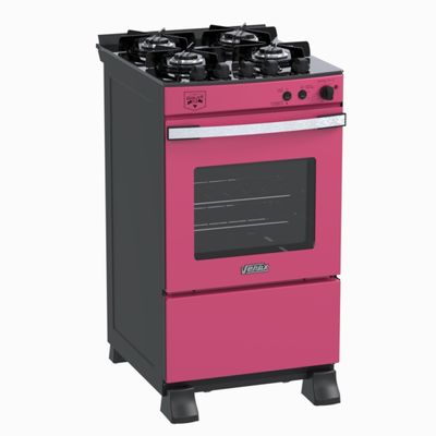 Fogao 4 Bocas Venax Gaudi Vetro Vitreo Pink Gas Glp 220 V