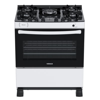 Fogao 5 Bocas Venax Gaudi Vitreo Branco Gas Glp