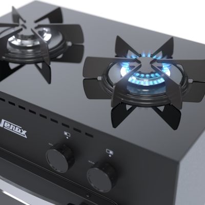 Fogao 2 Bocas Venax Mini Cook Preto Fosco Gas Glp