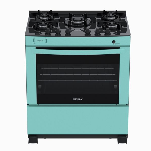 Fogao 5 Bocas Venax Delplus Vitreo Bl Verde Gas Glp