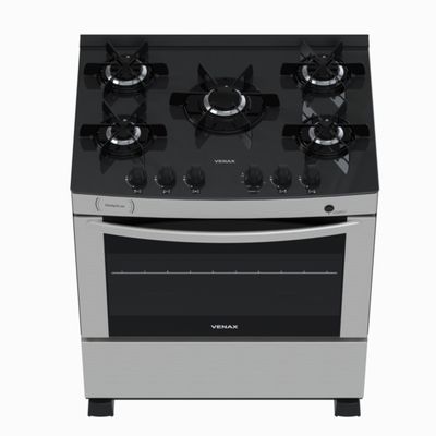 Fogao 5 Bocas Venax Delplus Vitreo Bl Inox Gas Glp