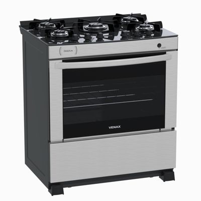 Fogao 5 Bocas Venax Delplus Vitreo Bl Inox Gas Glp