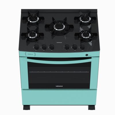 Fogao 5 Bocas Venax Delplus Vitreo Bl Verde Gas Glp