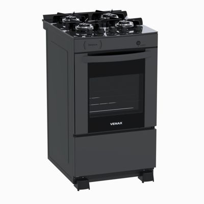 Fogao 4 Bocas Venax Delplus Vitreo Bl Grafite Gas Glp
