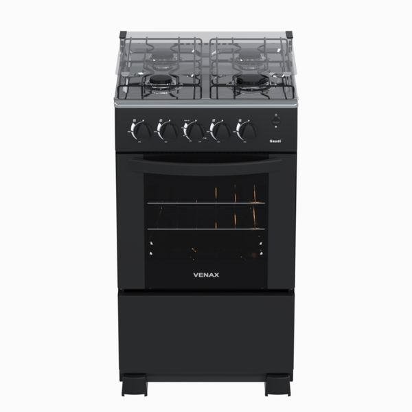 Fogao 4 Bocas Venax Gaudi Mesa Inox GIIi Preto Fosco Gas Glp
