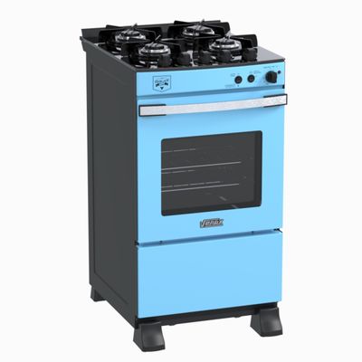 Fogao 4 Bocas Venax Gaudi Vetro Vitreo Azul Gas Glp 127 V