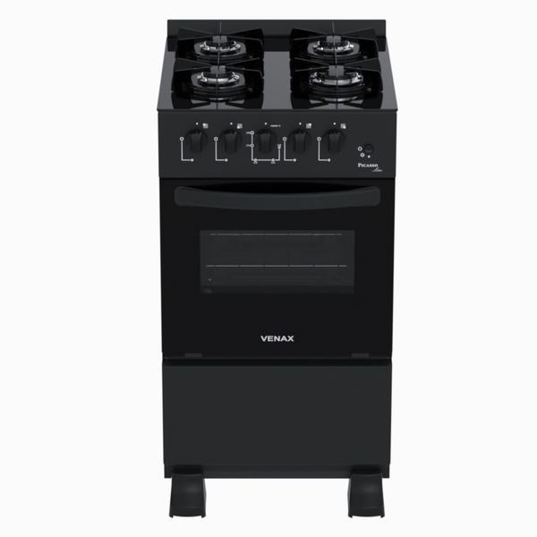 Fogao 4 Bocas Venax Picasso Line Preto Fosco Gas Glp