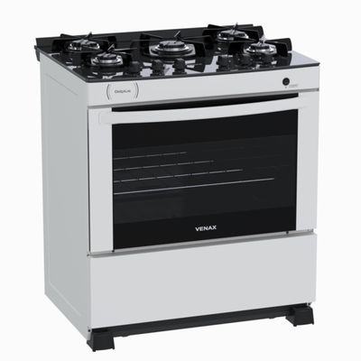 Fogao 5 Bocas Venax Delplus Vitreo Bl Branco Gas Glp