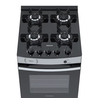 Fogao 4 Bocas Venax Maxi Vitreo Inox Gas Glp