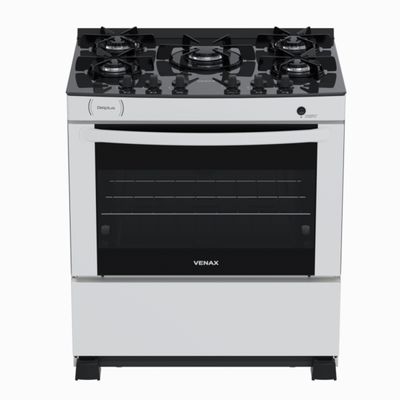 Fogao 5 Bocas Venax Delplus Vitreo Bl Branco Gas Glp