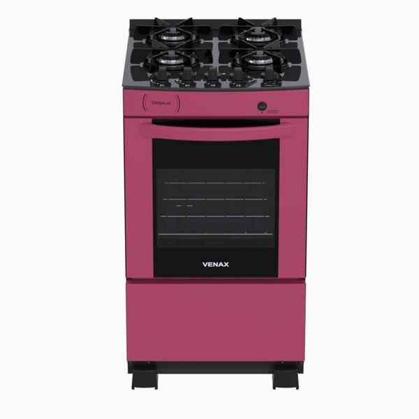 Fogao 4 Bocas Venax Delplus Vitreo Bl Pink Gas Glp