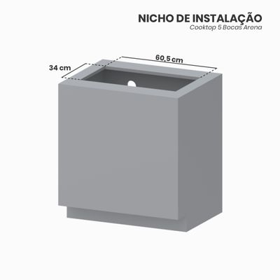 Cooktop 5 Bocas Venax Arena Preto/Preto Gas Glp
