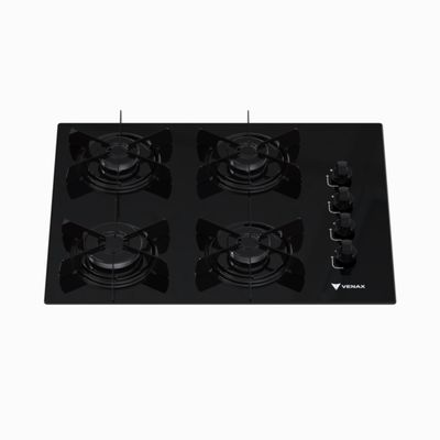 Cooktop 4 Bocas Venax Arena Preto/Preto Gas Glp