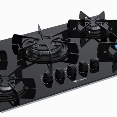 Cooktop 5 Bocas Venax Arena Preto/Preto Gas Glp