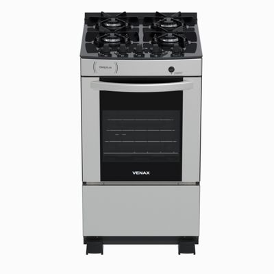 Fogao 4 Bocas Venax Delplus Vitreo Bl Inox Gas Glp