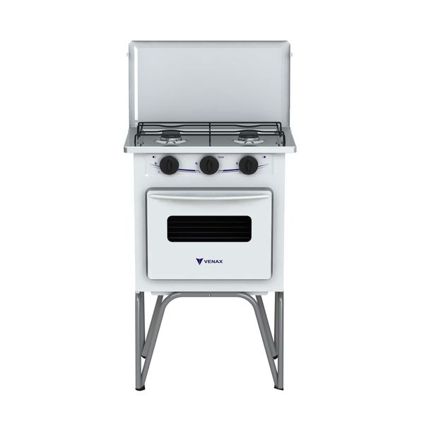 Fogao 2 Bocas Venax Gemini Tampa de Metal Branco Gas Glp