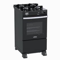 Fogao 4 Bocas Venax Gaudi Vetro Vitreo Preto Fosco Gas Glp