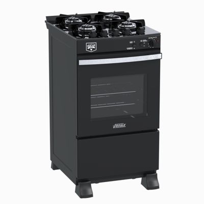 Fogao 4 Bocas Venax Gaudi Vetro Vitreo Preto Fosco Gas Glp 220 V