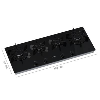 Cooktop Linear 4 Bocas Venax Arena Preto Gas Glp