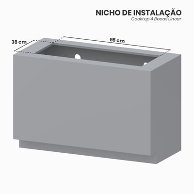 Cooktop Linear 4 Bocas Venax Arena Preto Gas Glp