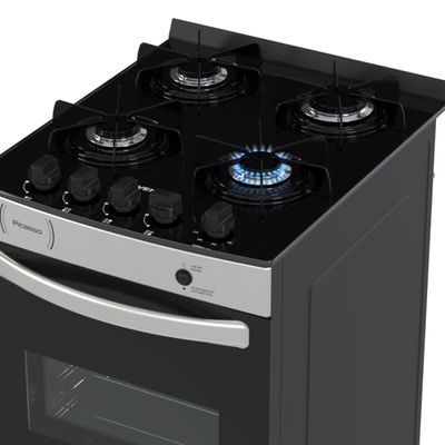 Fogao 4 Bocas Venax Picasso Vitreo Inox Gas Glp